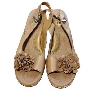 B.O.C Earth Concept Gold‎ Flower Slingback Espadrille Wedge Sandals Size 9